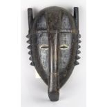 Ligbi, Cote D'Ivoire and Ghana, mask with hornbill bird beak coming way down from forehead,