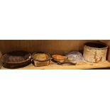 (lot of 6) Native American decorative objects, including a woven horse hair belt, and Ojibwa or