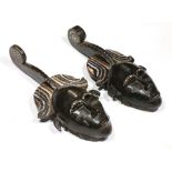 (lot of 2) Koulango, Cote D'Ivoire, pair of masks, apparently by the same hand, each having a