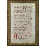 European School (19th century), Antiphonal manuscript sheet, unsigned, overall (with frame): 25.25"h