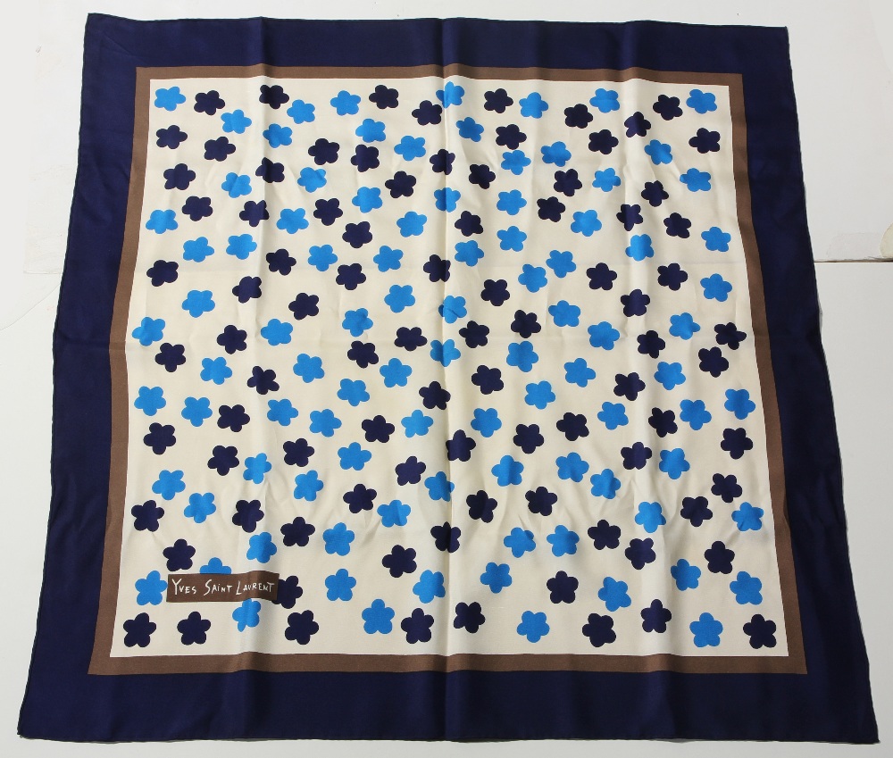 (Lot of 5) French and Italian silk scarves including three Yves Saint Laurent's, one with blue - Image 2 of 6