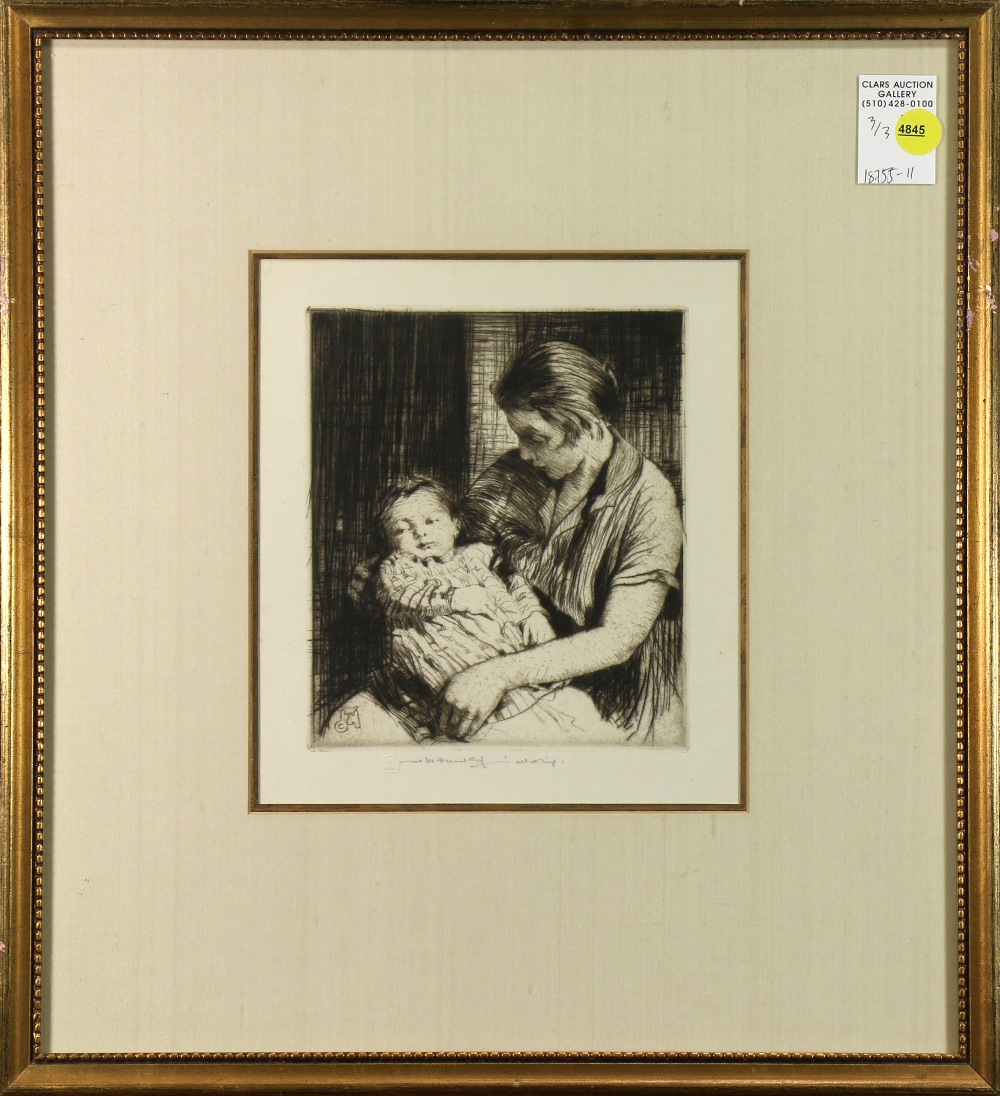 (Lot of 3) William Lee Hankey, "Contentment," aquatint, from a limited edition of 45, signed in - Image 3 of 3