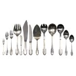 (lot of 81) Danish Georg Jensen sterling silver flatware service for twelve in the "Beaded" pattern,