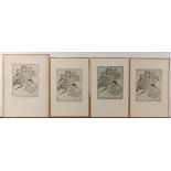 (Lot of 4) Manfred Niedeck (Danish/America), Assorted Bird Etchings, each pencil signed lower right,