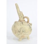 Cypriot small necked pouring vessel, having white decoration, late Bronze Age, 6"h