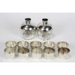 (lot of 12) Chinese silver beverage set consisting of traditional cups and covered bowls, each