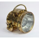 French brass automobile acetylene headlamp, circa 1905, likely from a Darracq Flying Fifteen Rear