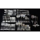 (lot of 186) German Murbach hand-hammered .800 silver flatware service for twelve having eleven