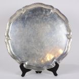 German .800 silver scallop style tray accented by a reeded everted lip, 14", 22.59 troy oz.