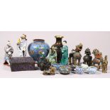 (lot of approximately 20) Asian miscellaneous decorative items, including a cloisonne vase, a