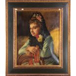(lot of 2) Italian School (19th century), Female Portraits, oils on canvas, one signed 'R de Losaig'