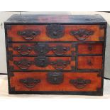 Japanese tansu, choba dansu (ledger chest), Meiji period, a longer drawer above four smaller drawers