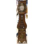 French tall case clock, circa 1880, marked "Poncet-Bonnamy", having a molded top above the