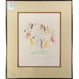 After Pablo Picasso (Spanish, 1881-1973), Dancers and Dove, lithograph in colors, plate signed and