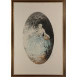 J. Hardy (19th-20th century), Lady in a Blue Dress, etching with aquatint in colors, pencil