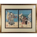 Utagawa Toyokuni III (Japanese, 1786-1865), mid-19th century, depicting 'Okaru and Kanpei',