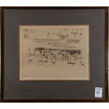 John Barber (American, 1898-1965), "Laveuse, Canal St. Martin, Paris," etching, pencil signed