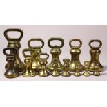 (Lot of 13) English brass weights, including by Avery, four oz. to seven pounds, each having a