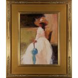 American School (20th century), Southern Belle, oil on canvas, unsigned, overall (with frame): 24"