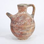 Cypriot pitcher redware with black slip decoration, late Bronze Age, 5"h