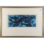 American School (20th century), Fish Fossils, 1967, etching in colors, pencil signed indistinctly