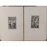 (Lot of 9) Continental School (19th century) Erotic Parlor Scenes and engravings, and orientalist