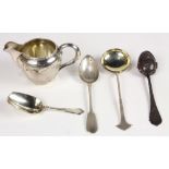 (lot of 5) Russian .875 silver group consisting of a creamer with engraved Art Nouveau floral