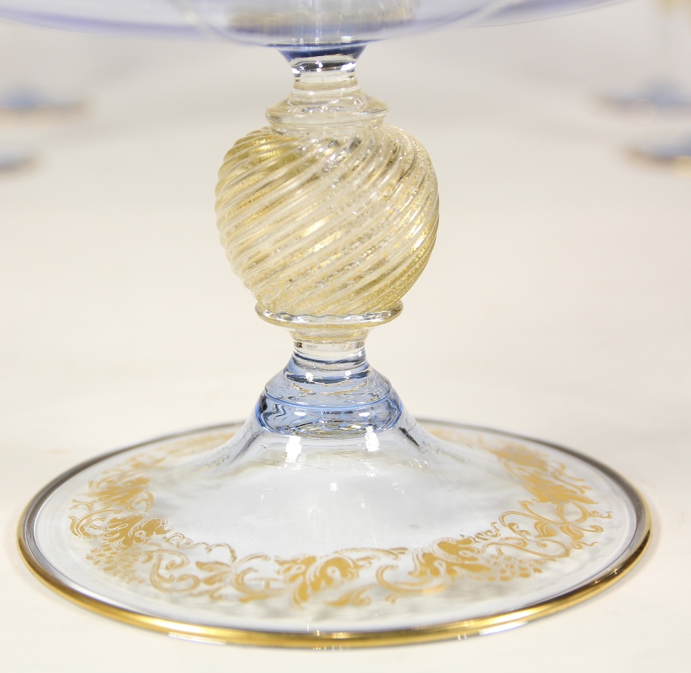 (lot of 7) Venetian crystal and partial gilt stemware, consisting of six goblets and a punch bowl, - Image 3 of 5