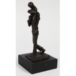 American School (20th century), The Piggy-back Ride, bronze sculpture, signed indistinctly "Clai"