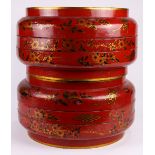 (lot of 2) Chinese gilt lacquer covered circular boxes, decorated with peacock and phoenix, with