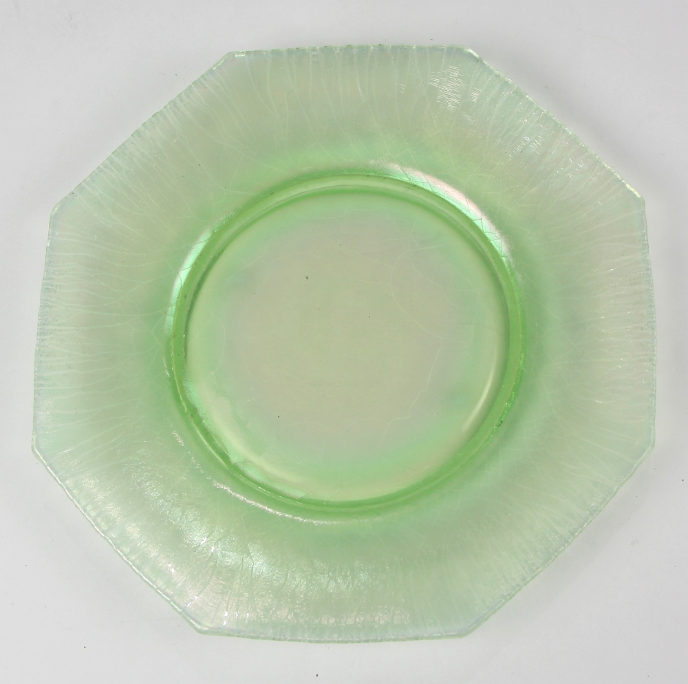 (Lot of 12) Steuben art glass plates, early 20th Century, each having an octagonal form with a light - Image 2 of 5