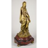 Eutrope Bouret (French, 1833-1906), La Musique, patinated bronze sculpture, signed lower left,