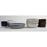 (Lot of 17) American Heath Ceramics stoneware table articles, circa 2000, executed in blue/white and