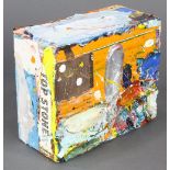 Robert Baribeau (American, b. 1949), "Untitled," circa 2003, paint and mixed media on cigar box,