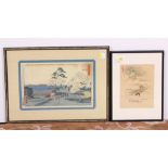 (lot of 2) Japanese woodblock prints: Utagawa Hiroshige II (1826-1869), 'Goten-yama' from the '