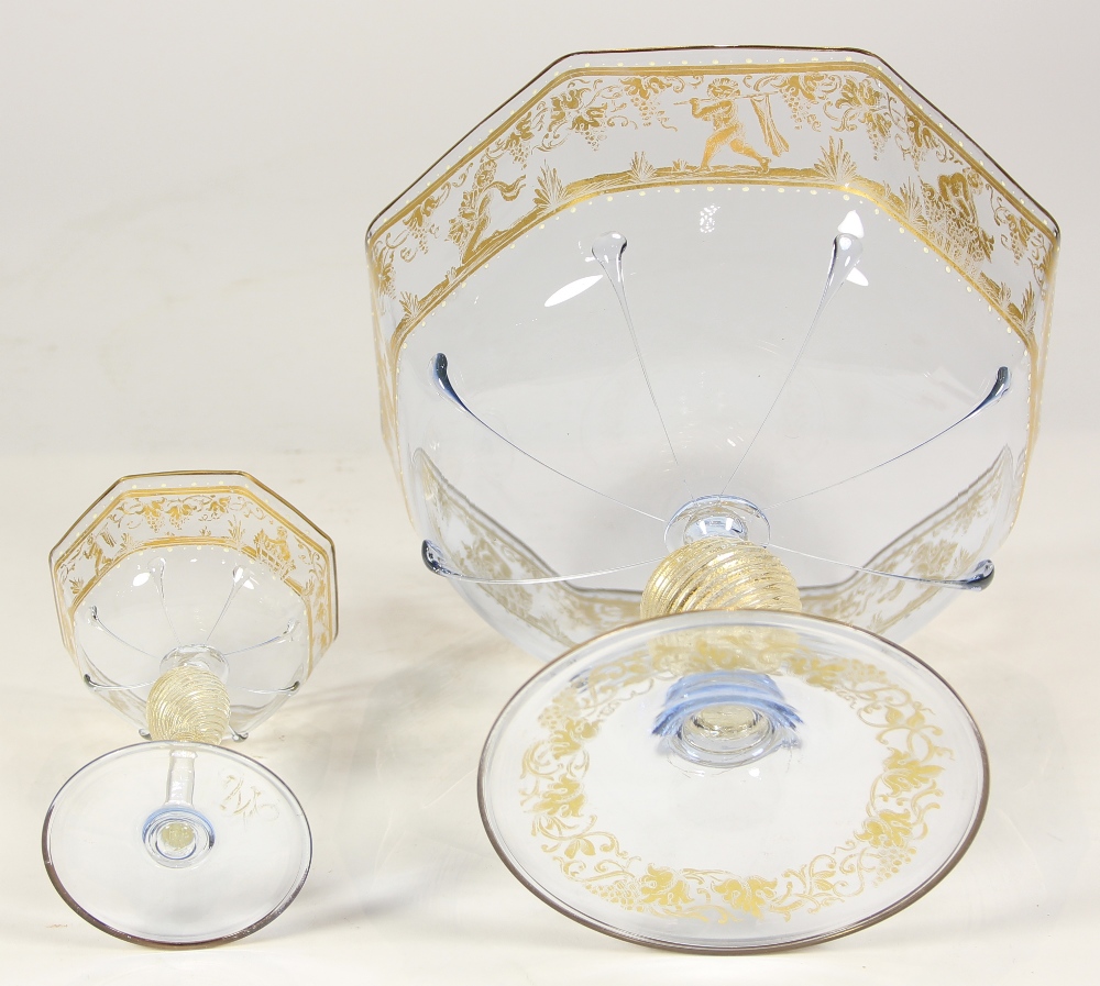 (lot of 7) Venetian crystal and partial gilt stemware, consisting of six goblets and a punch bowl, - Image 4 of 5