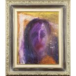 Uta Richter (German, b. 1970), Untitled (Purple Figure), oil on canvas, 1996, signed and dated lower