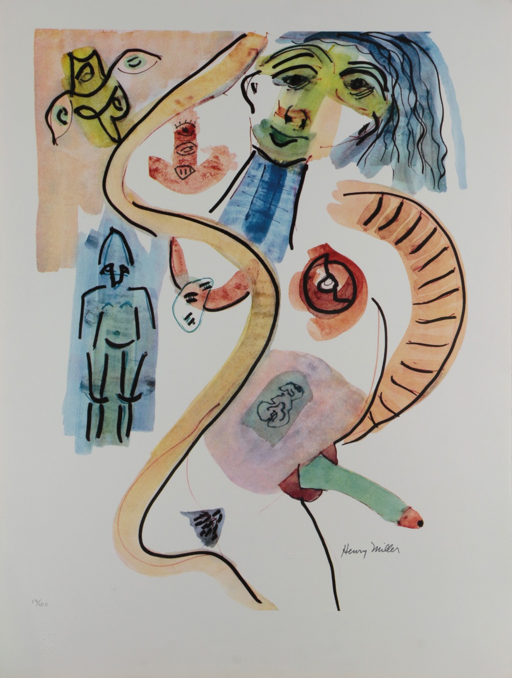 (Lot of 4) Henry Miller (American, 1891-1980), "Asamara (Morning Erection)," color offset prints, - Image 4 of 5