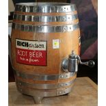 Richardson Root Beer dispenser barrel, in oak with original decals, 20.5"h; Provenance: Property