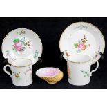 (lot of 5) Pair of French Nast porcelain demitasse cups and saucers, each with a gilt dentil rim and