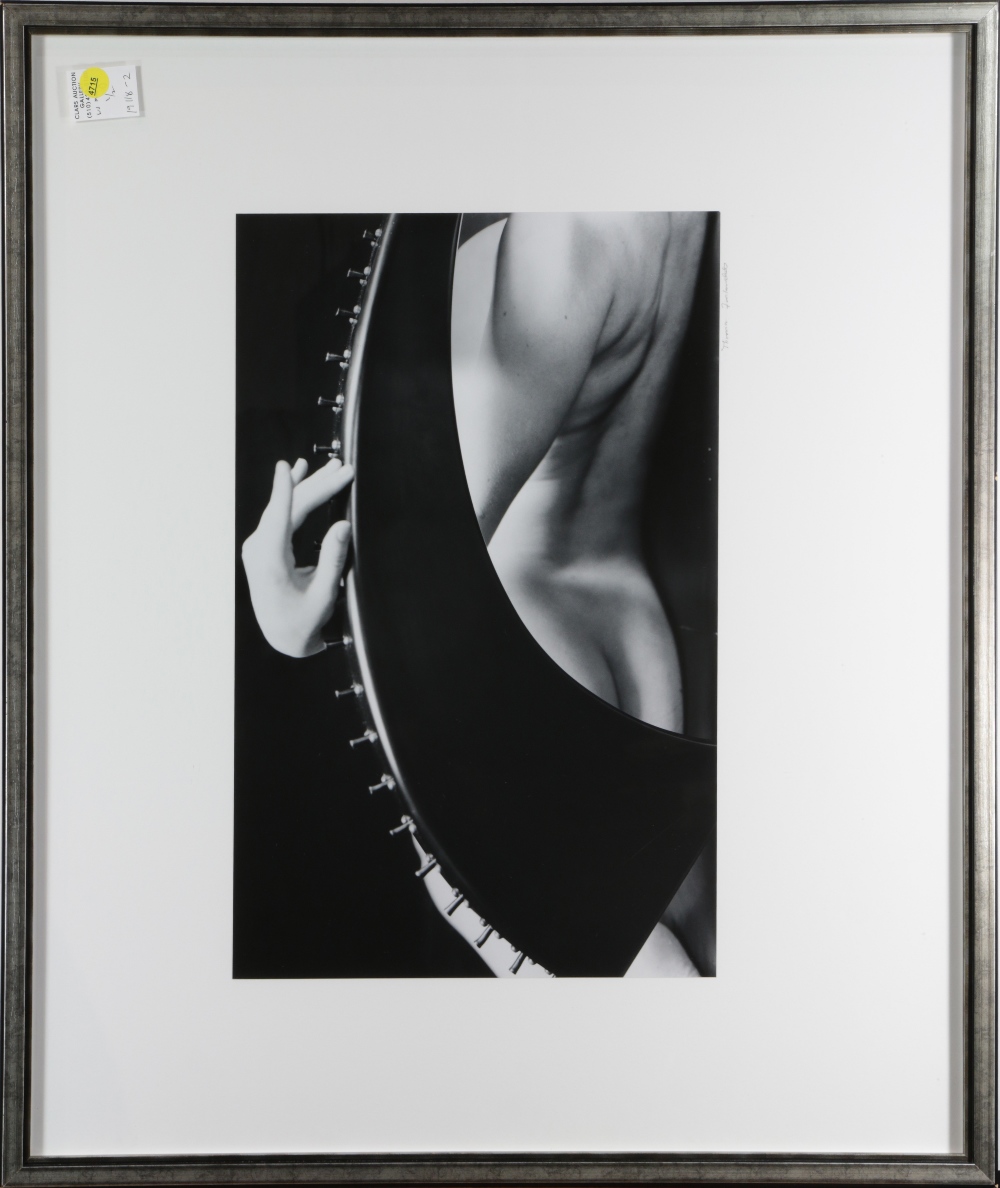 (lot of 2) American School (20th century), Nude Playing Zither and Nude Abstraction, gelatin