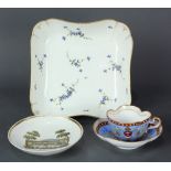 (lot of 4) Continental porcelain group, consisting of a Dresden cup and saucer, 1883-1916, having