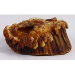 Chinese antler brush washer, the top carved with pine trees and with a well to the upper corner, 3.