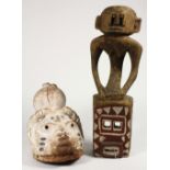 (lot of 2) Yoruba Geledestyle, Nigeria, carved society mask painted white with pronounced