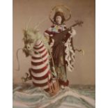 Kusakabe Kimbei (Japanese, 1841-1934), Actress with Dragon Figure, circa 1890, hand-colored