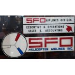 (lot of 4) Signs relating to SFO Helicopter Airlines (1961-1986), including one reading "SFO