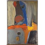 American School (20th century), Abstract (Orange and Blue), oil on canvas, signed "A. Adams" lower