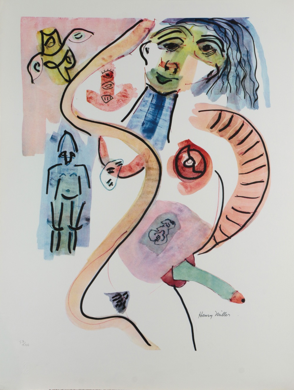 (Lot of 4) Henry Miller (American, 1891-1980), "Asamara (Morning Erection)," color offset prints, - Image 2 of 5
