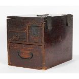 Japanese wooden portable writing/safe box, Edo period, inscribed 10th year of Tenpo (=1839), a