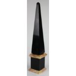 Egyptian Revival style onyx and agate obelisk, rising on a square plinth, 20"h x 4"w x 4"d